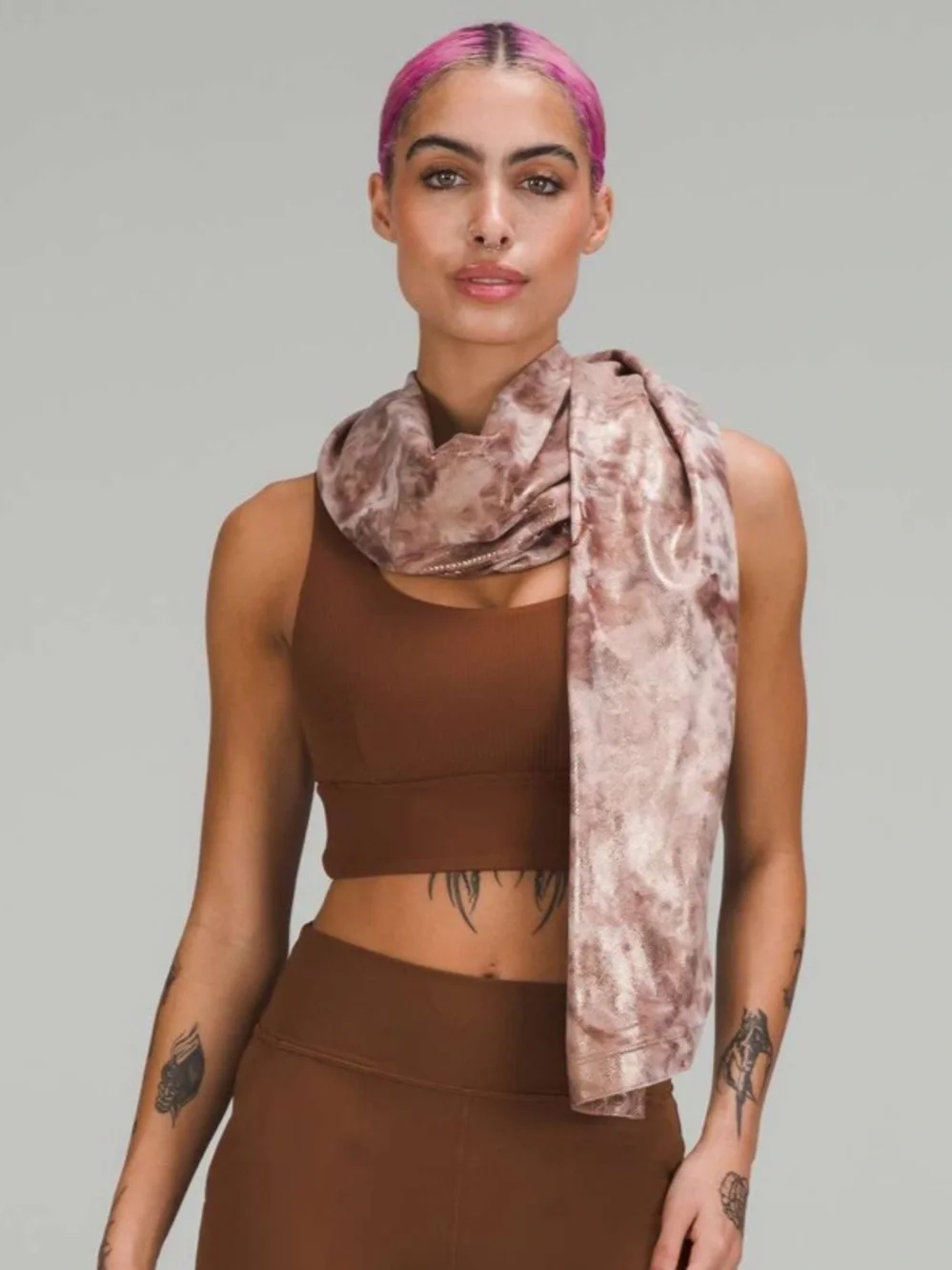 NWT Lululemon Customizable Snap Scarf *Shine Diamond Dye Misty Shell Cacao Diffu